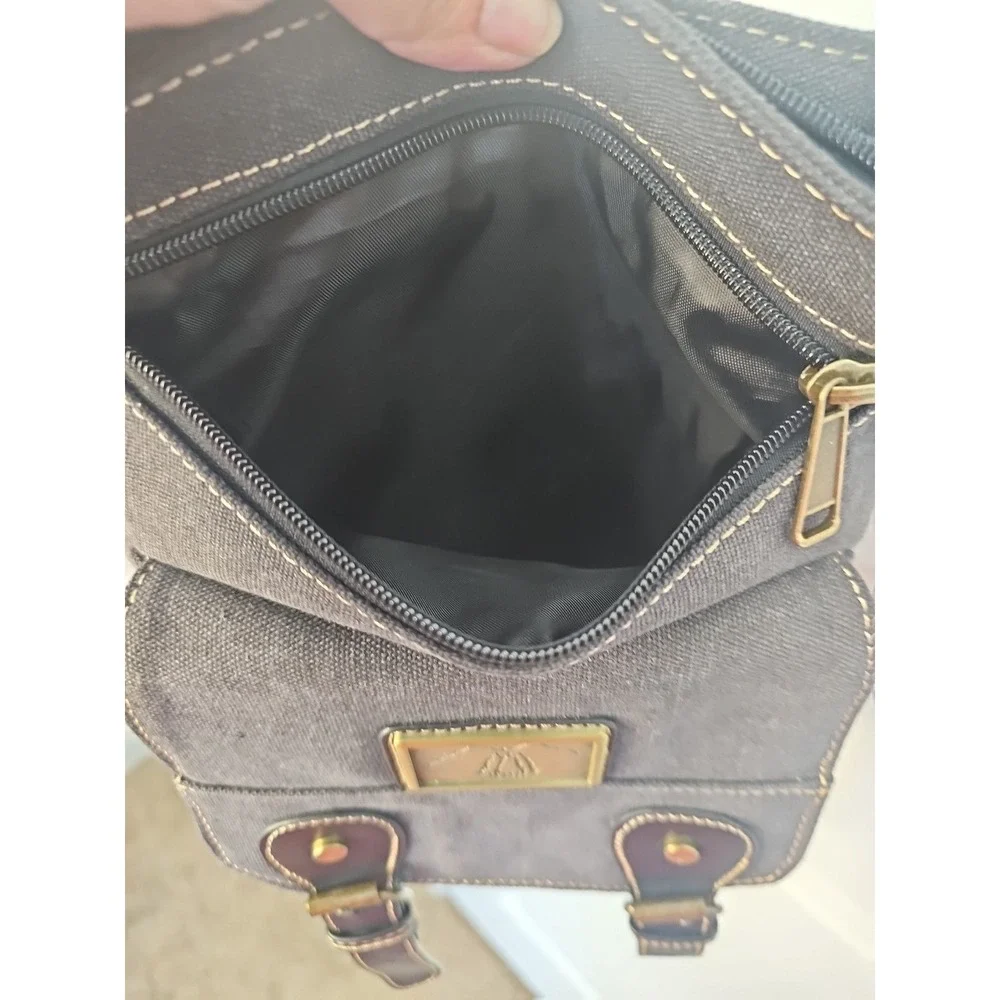 Prarie Schooner Unisex Crossbody Bag Black Canvas Heavy Duty‎ Multi Pocket